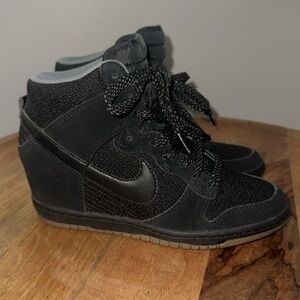 Nike Dunk Sky Hi Sz7 Blk Gum Hidden Wedge.Good used condition.Kept N shoe closet